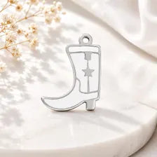 18K Gold White Cowboy Boot Charm, Western Cowgirl Pendant, Necklace Bracelet Jewelry Making Supply