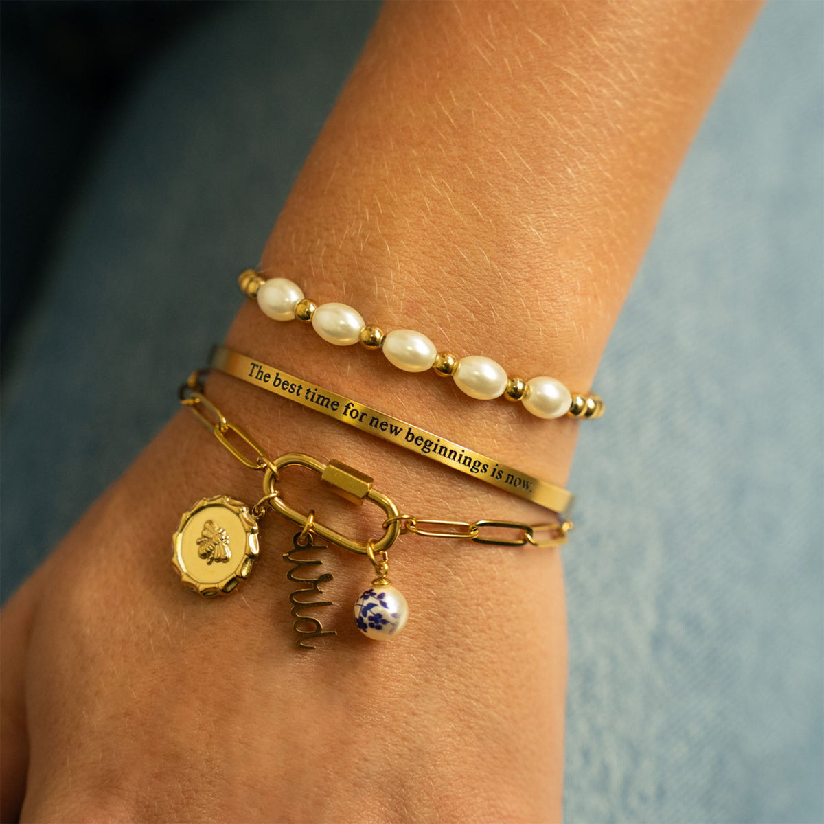 Oval Kiska Pearl Stretch Bracelet – product image 3