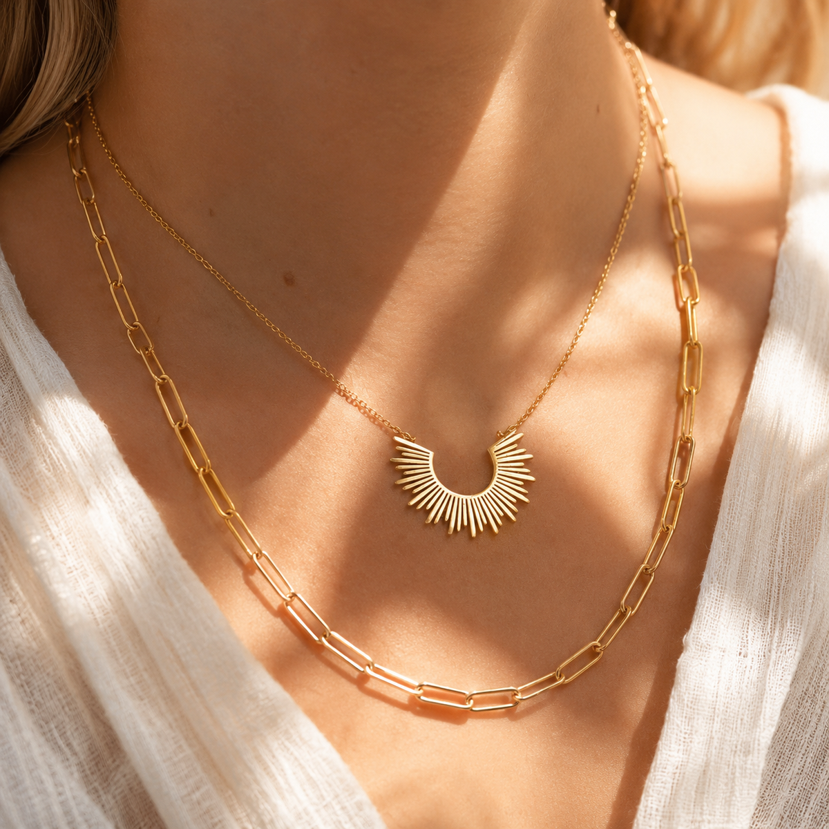 Sun Charm Layered Necklace – product image 3