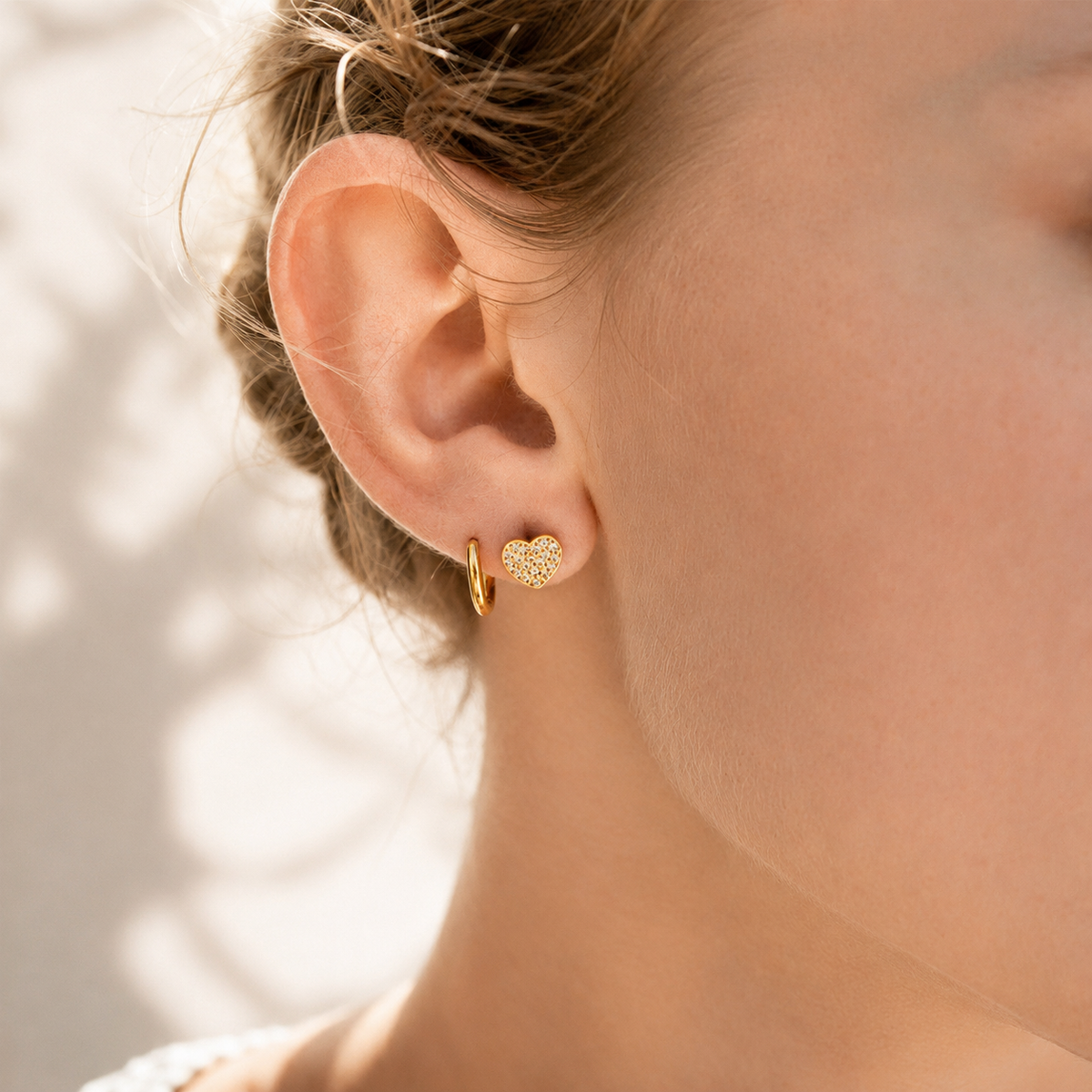 Pave CZ Heart Stud Earrings – product image 2
