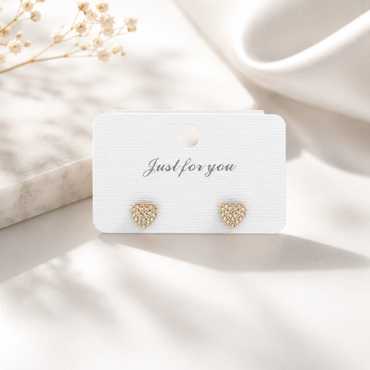 Pave CZ Heart Stud Earrings – product image 4