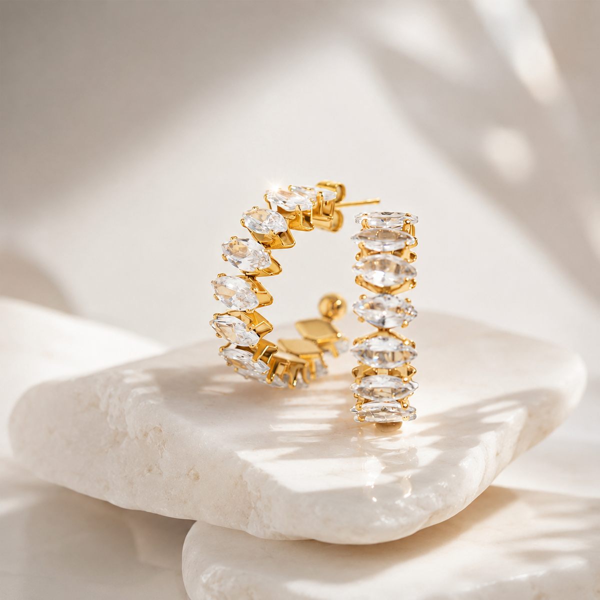 Marquise CZ Hoop Earrings – product image 3