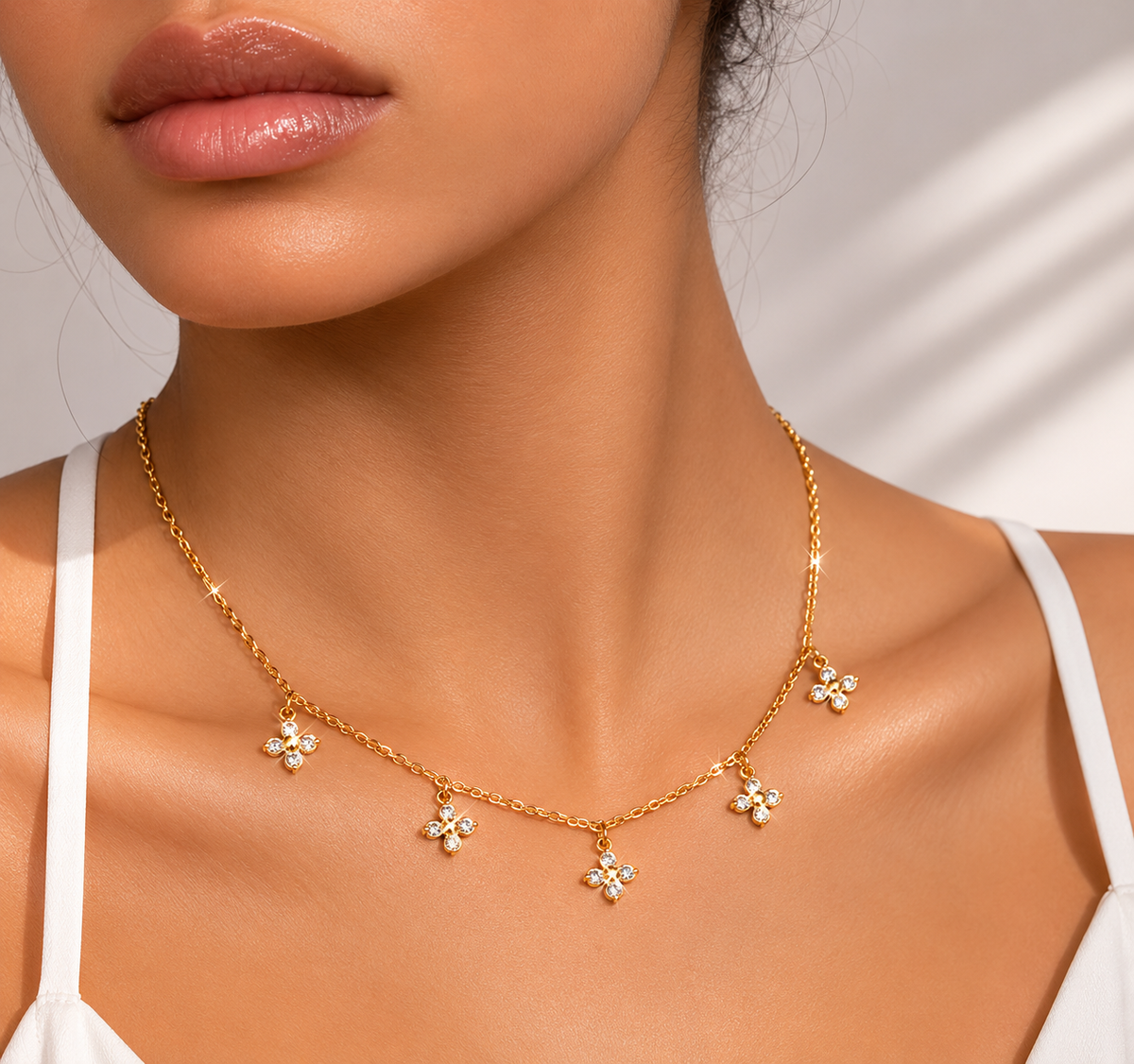 Floral CZ Pendant Necklace – product image 2