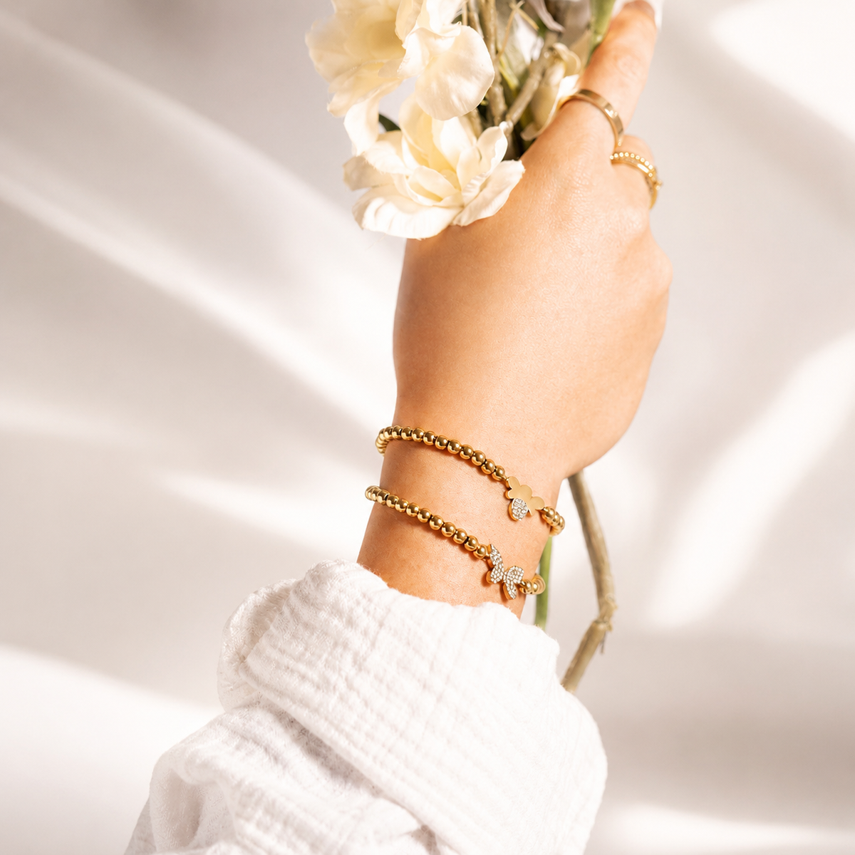 Butterfly Beaded Stretch Bracelet – product image 5