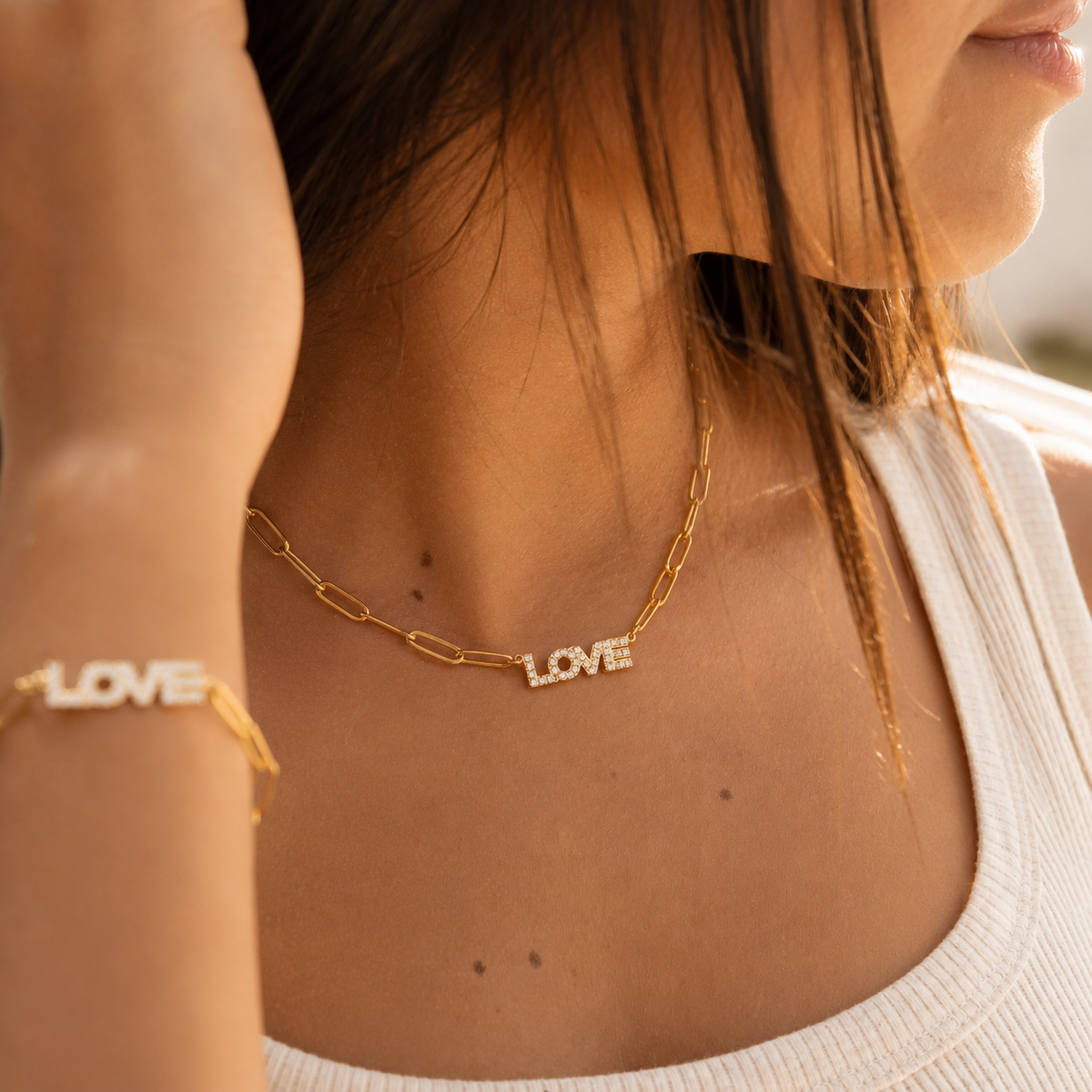 CZ Pave Love Pendant Necklace – product image 5
