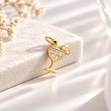 Gold Margarita Charm, Sparkling Cocktail Glass Pendant, Jewelry Supply, Tequila Lover Gift