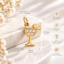 Gold Margarita Charm, Sparkling Cocktail Glass Pendant, Jewelry Supply, Tequila Lover Gift