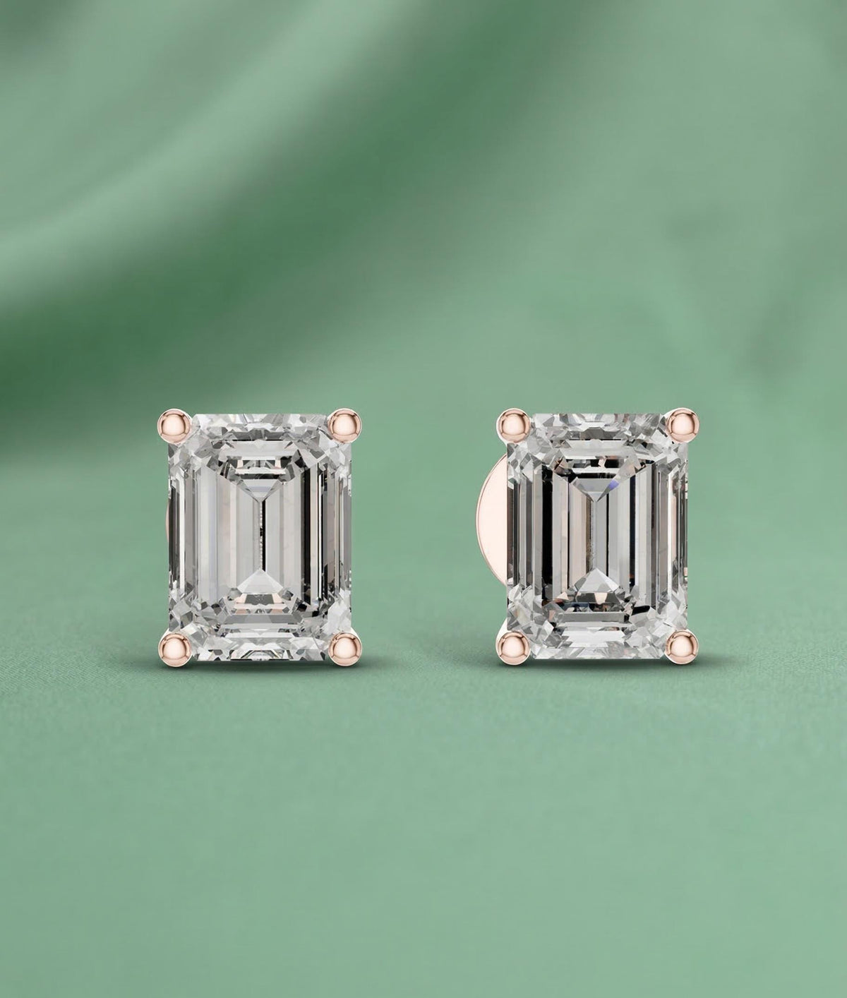 Emerald Cut Lab Diamond Stud Earrings – product image 2
