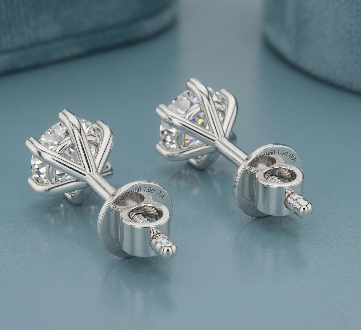 Round Lab Diamond Stud Earrings 6-Prong – product image 6