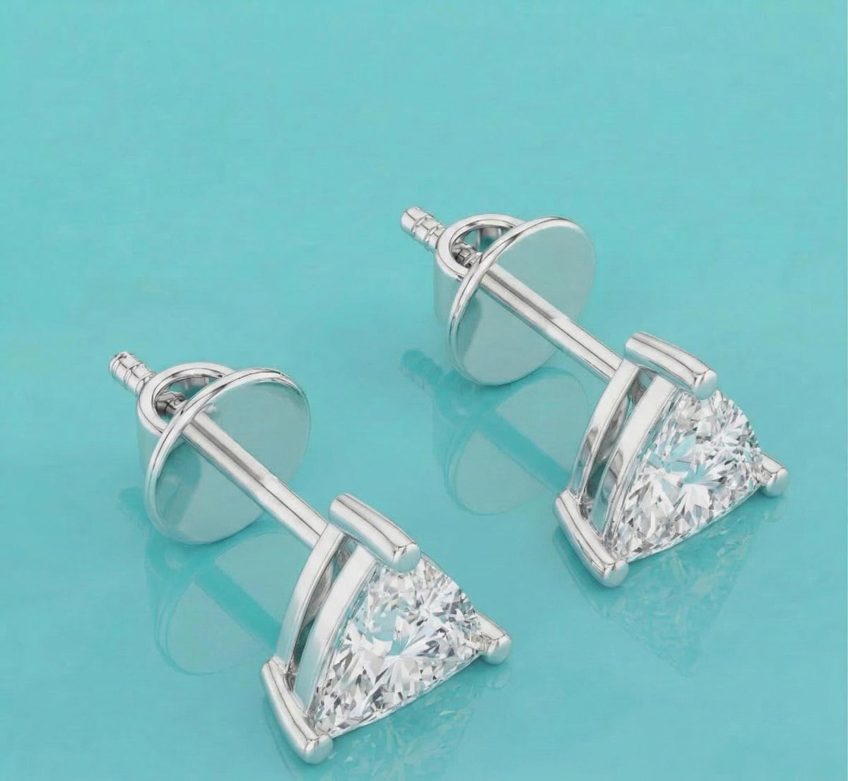 Trilliant Cut Lab Diamond Stud Earrings – product image 4