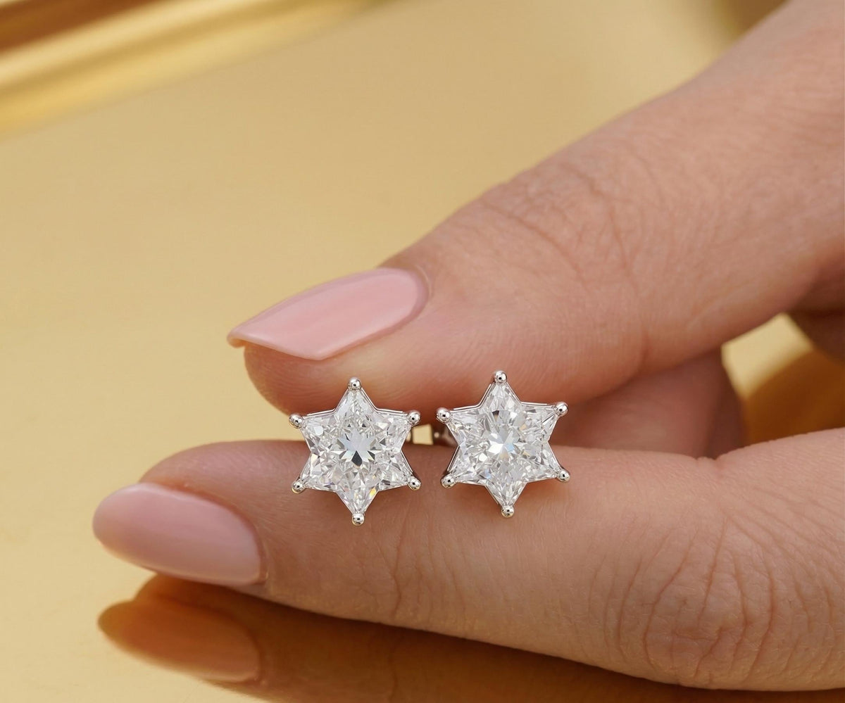Star Lab Diamond Stud Earrings – Solid Gold, Conflict-Free