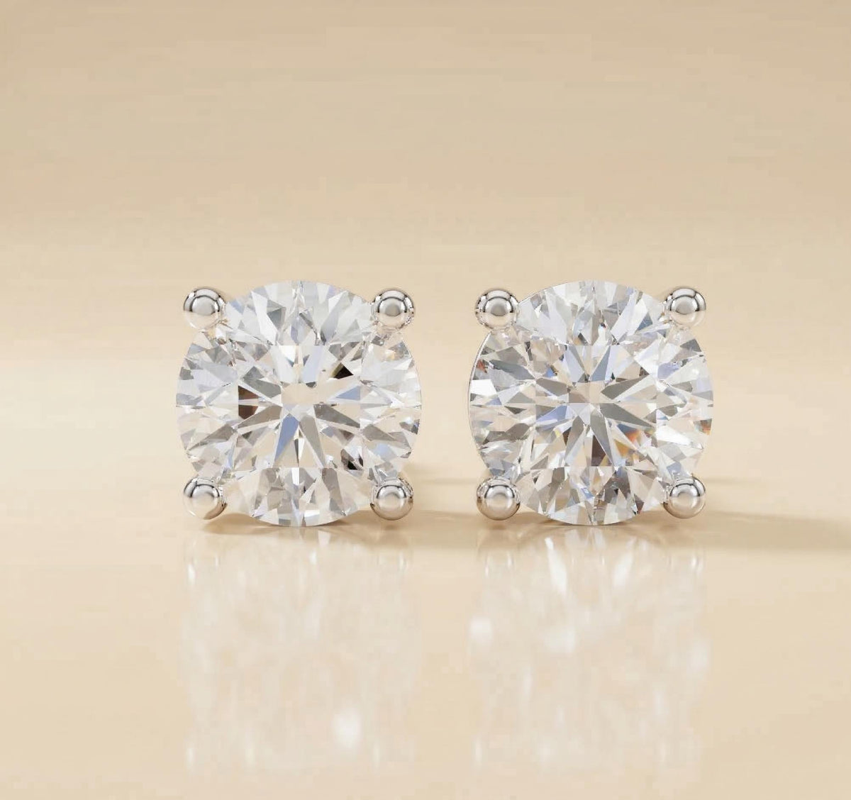 Round Lab Diamond Stud Earrings 4-Prong – product image 7