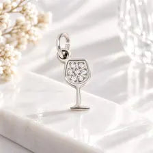 Gold Wine Glass Charm, Sparkling Cocktail Pendant, Jewelry Making Supply, Wine Lover Gift