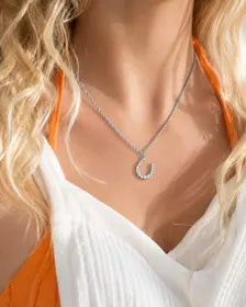Pearl Horseshoe Charm, 18K Gold PVD Stainless Steel Pendant, Equestrian Jewelry