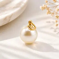 Gold Glass Pearl Charm, Kiska Pearl Pendant, Bridal Necklace Bracelet Jewelry Making Supply
