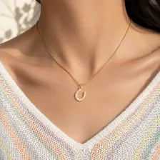 Pearl Horseshoe Charm, 18K Gold PVD Stainless Steel Pendant, Equestrian Jewelry