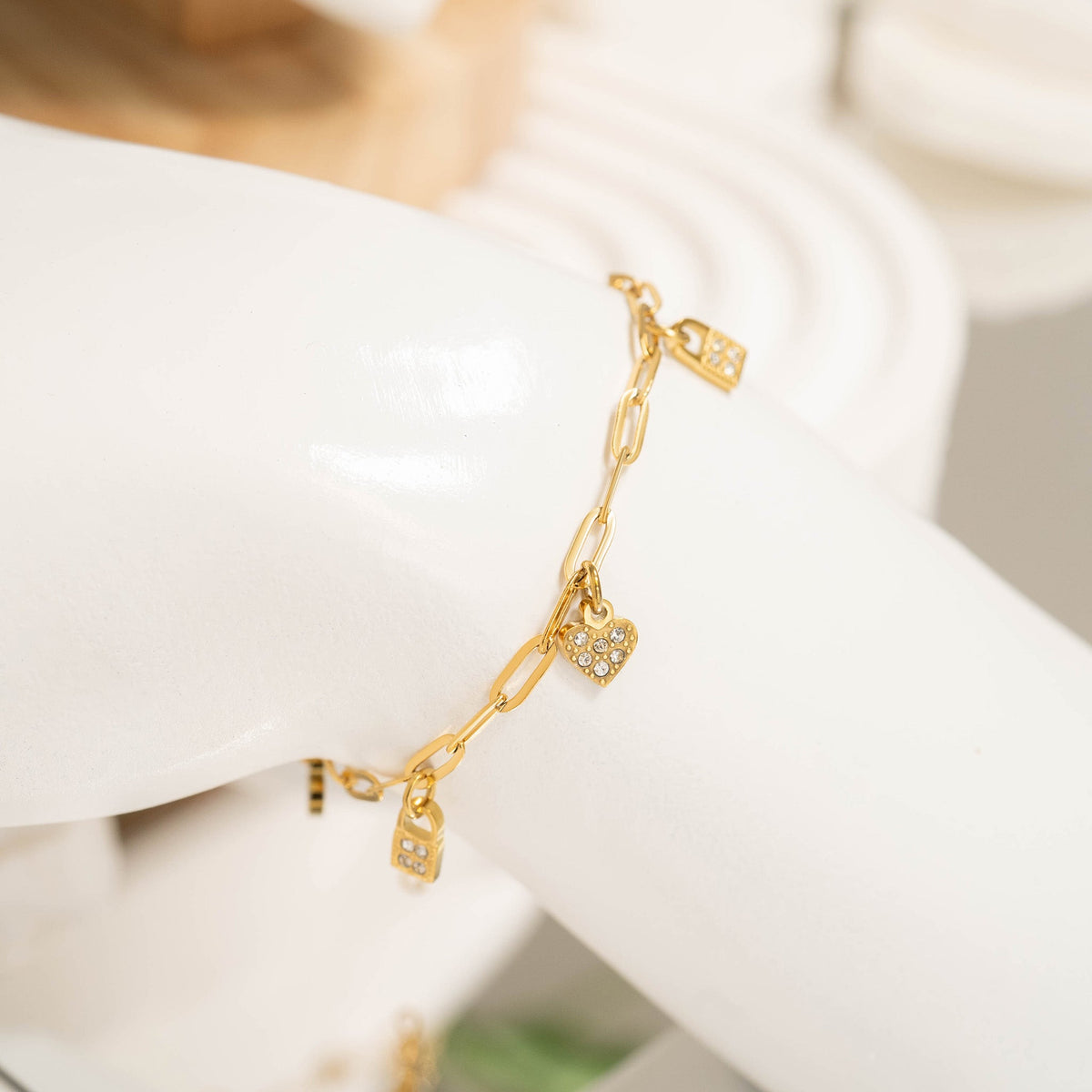 Heart & Lock Charm Bracelet – product image 3