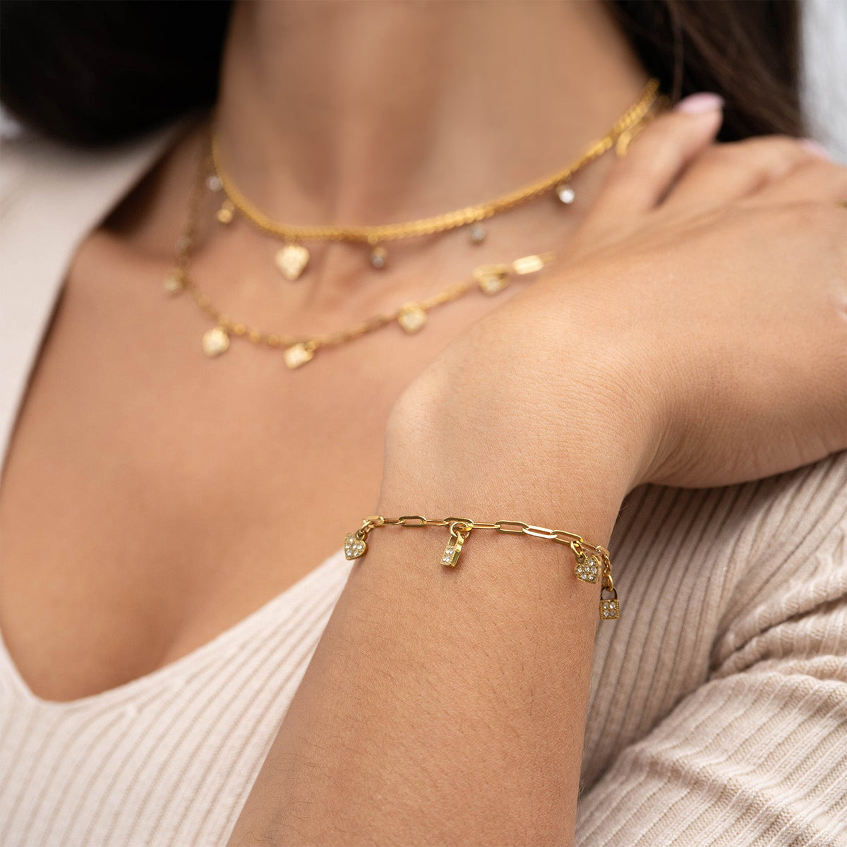 Heart & Lock Charm Bracelet – product image 6