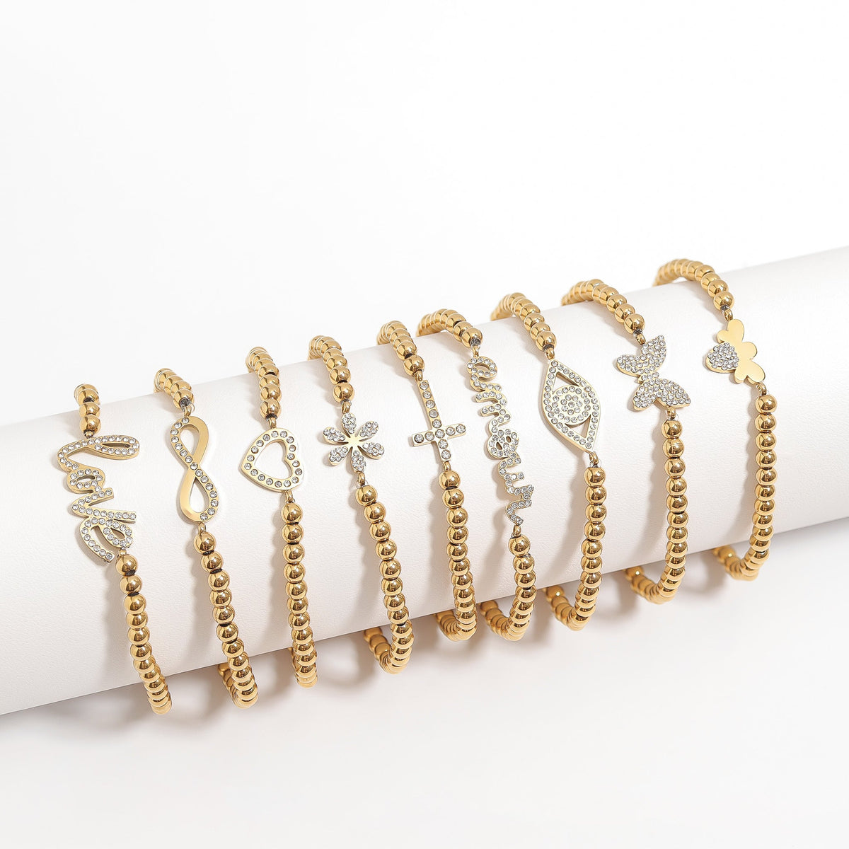Stone Heart Beaded Stretch Bracelet – product image 4