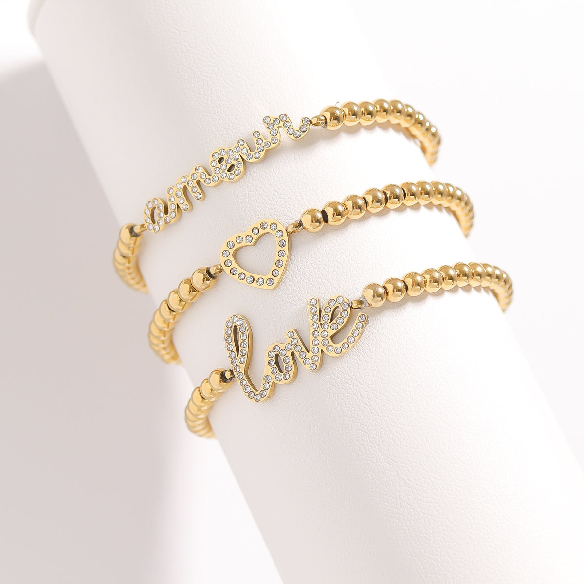Stone Heart Beaded Stretch Bracelet – product image 6