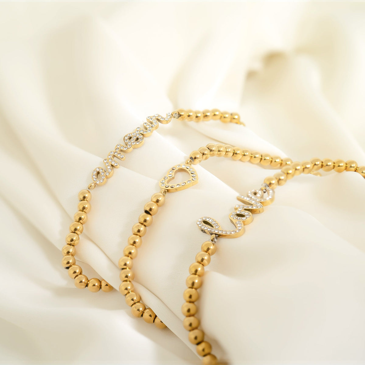 Stone Heart Beaded Stretch Bracelet – product image 5