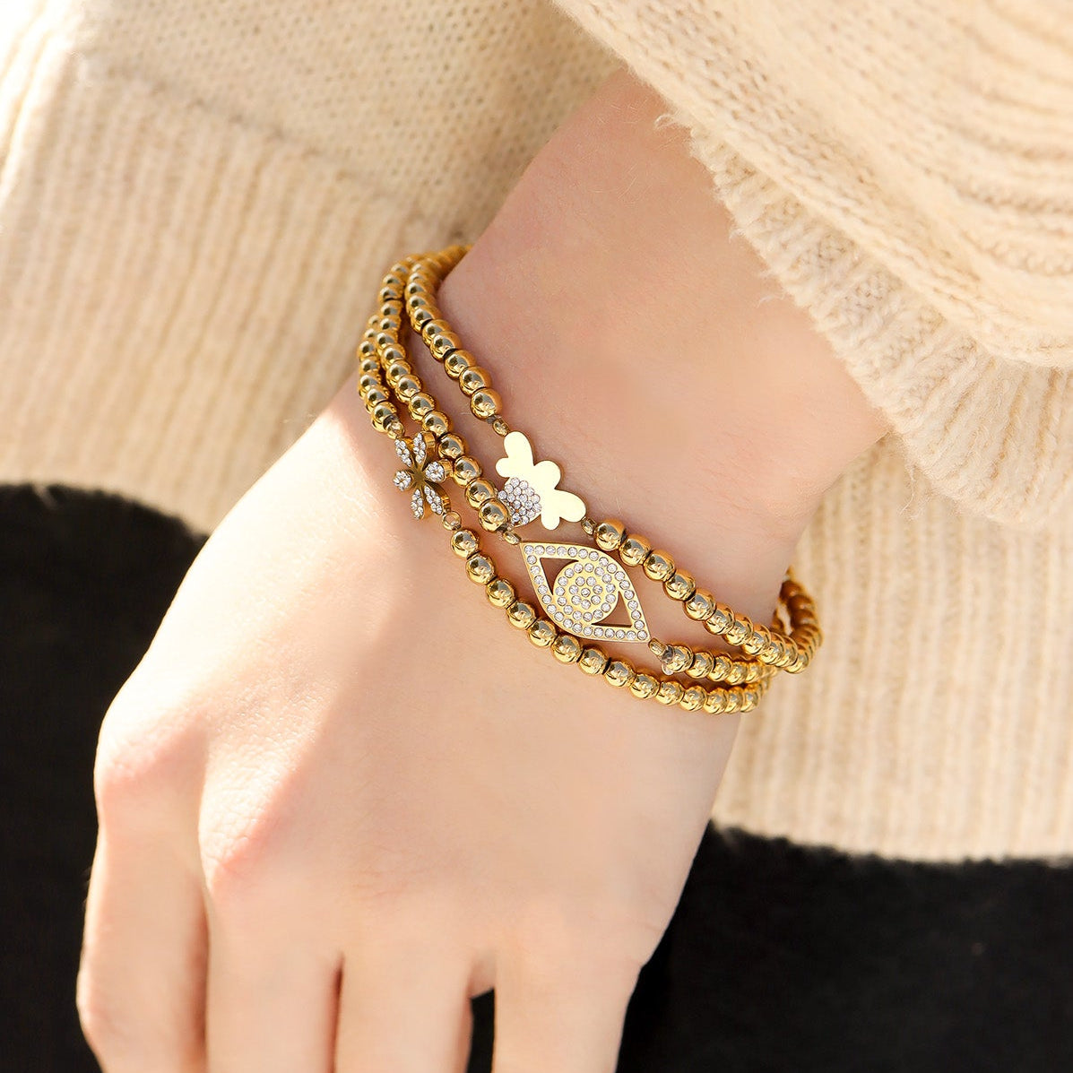 Evil Eye Beaded Stretch Bracelet – product image 2