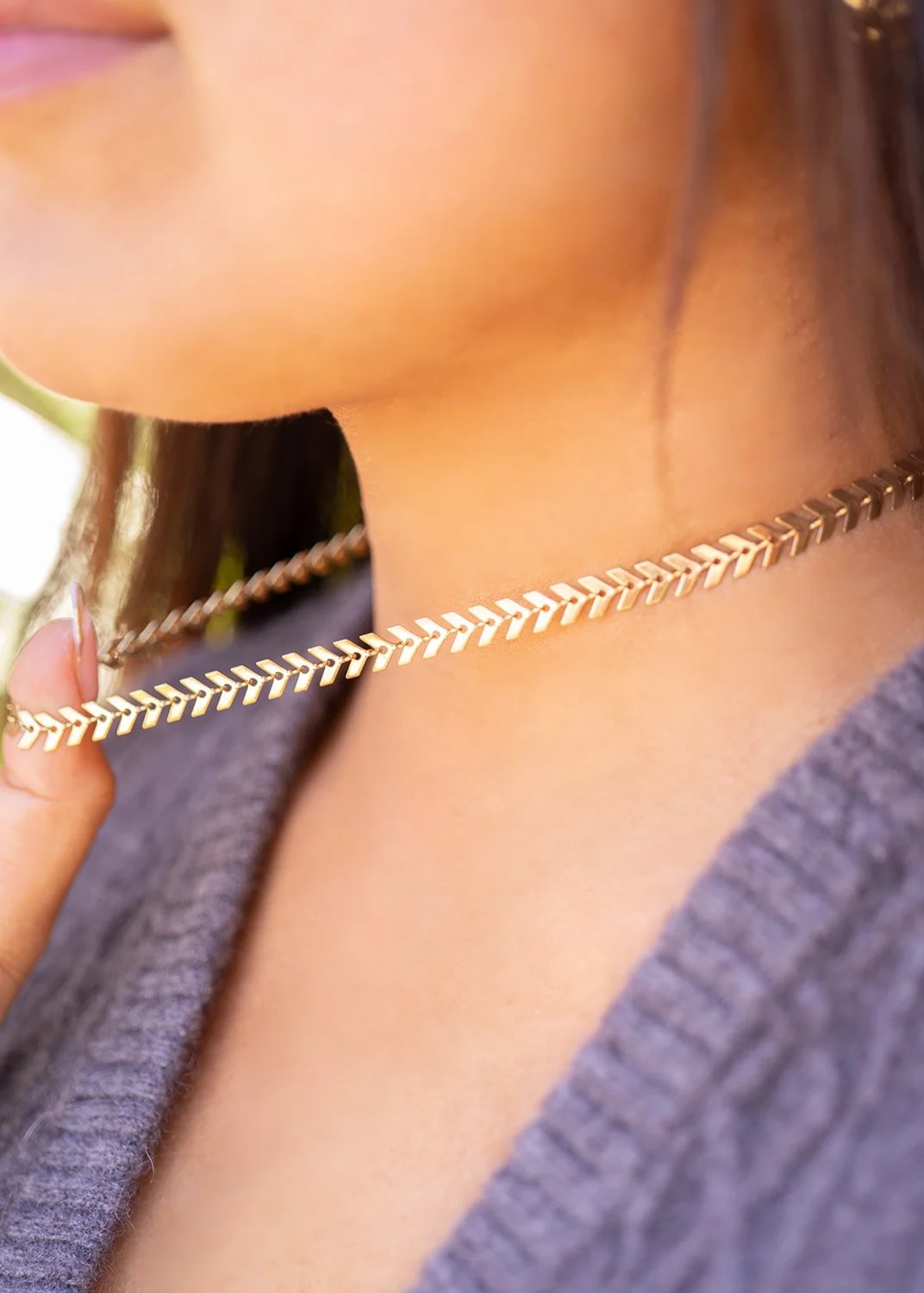 Chevron Chain Layering Necklace – product image 2