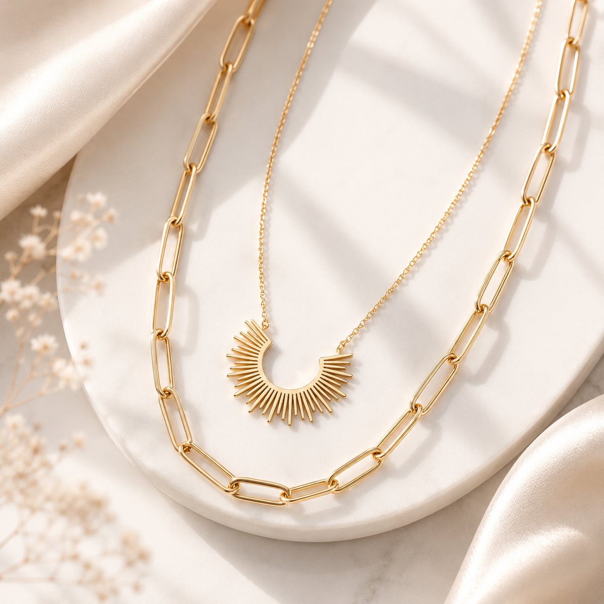 Sun Charm Layered Necklace – product image 1