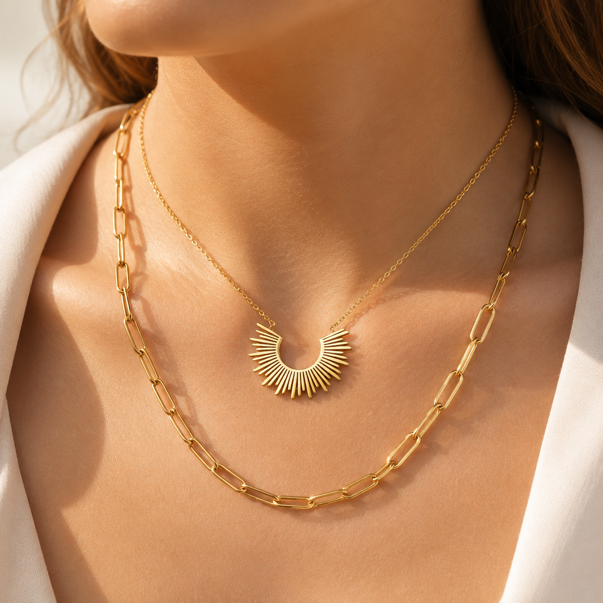 Sun Charm Layered Necklace – product image 2