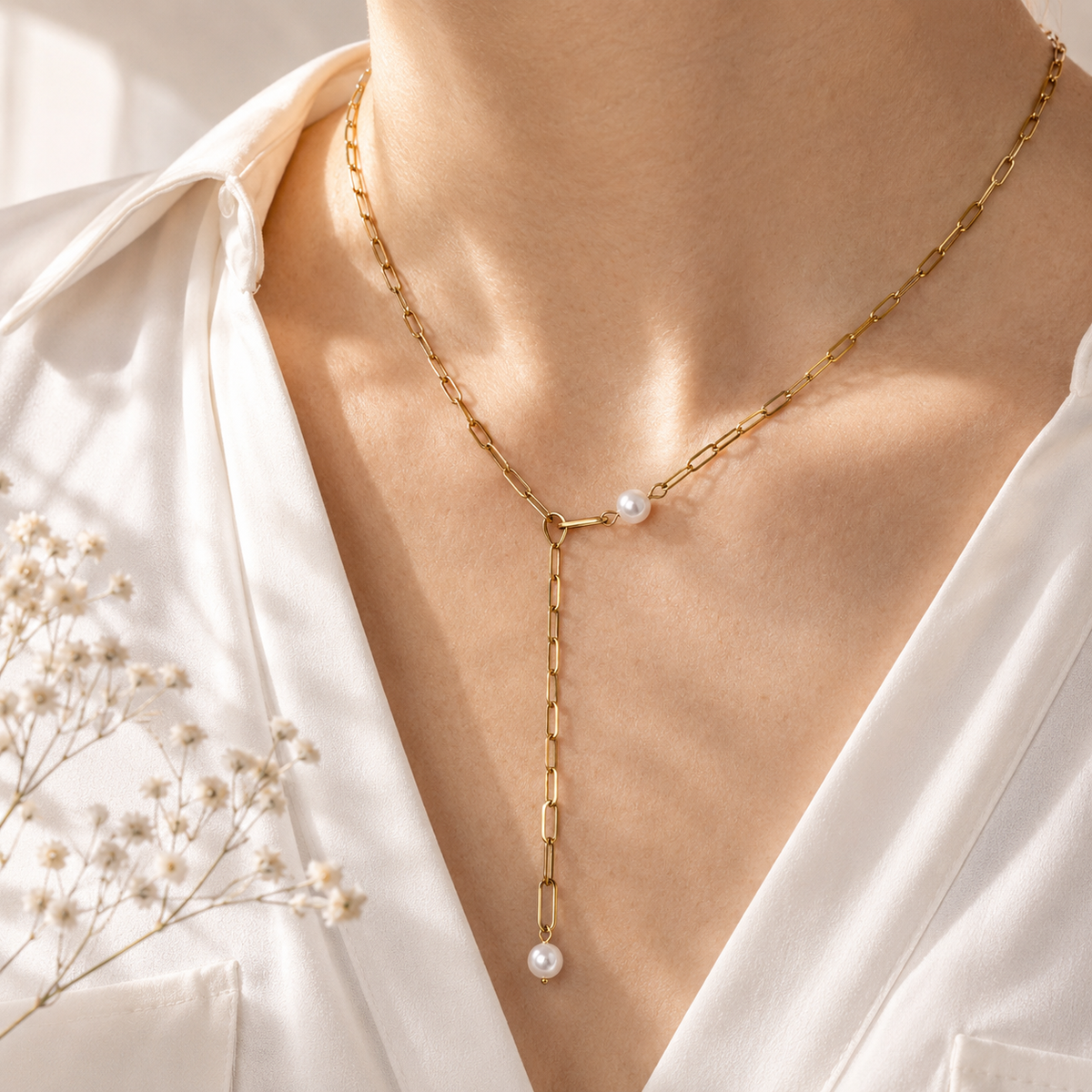 Pearl Y Lariat Necklace – product image 3