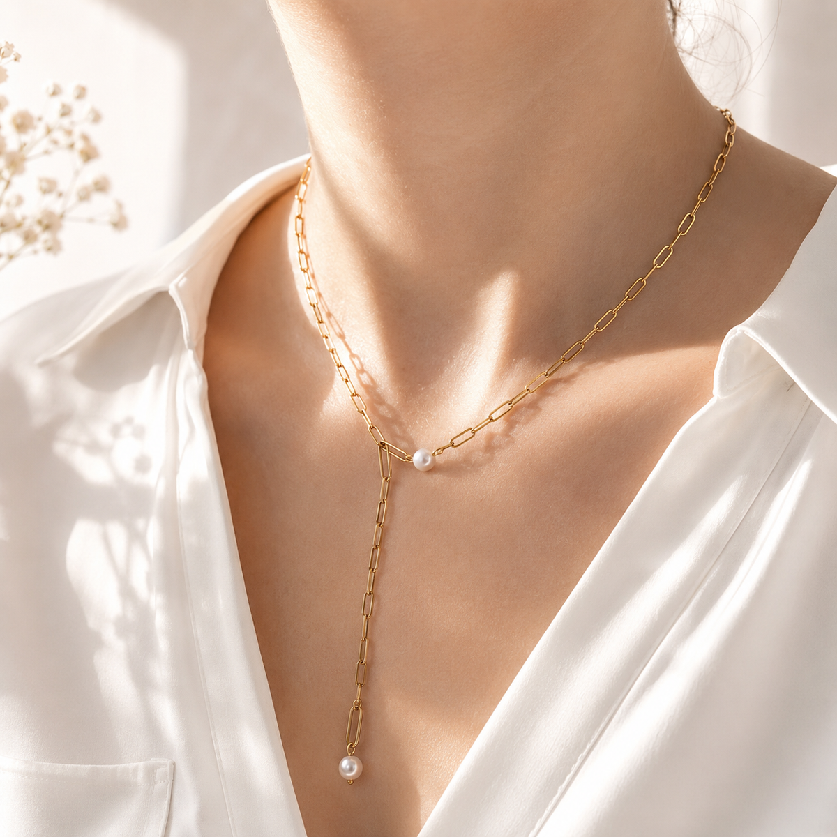 Pearl Y Lariat Necklace – product image 2