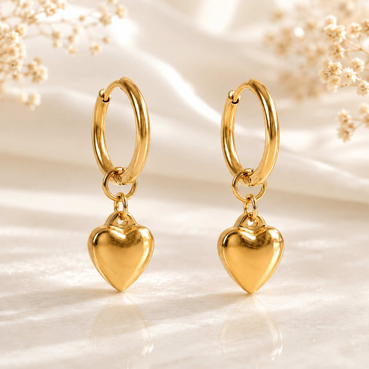 Heart Charm Huggie Hoop Earrings – product image 1