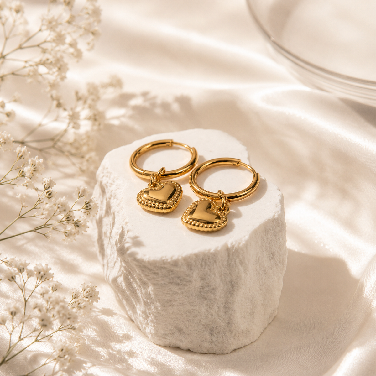 Heart Charm Huggie Hoops – product image 4