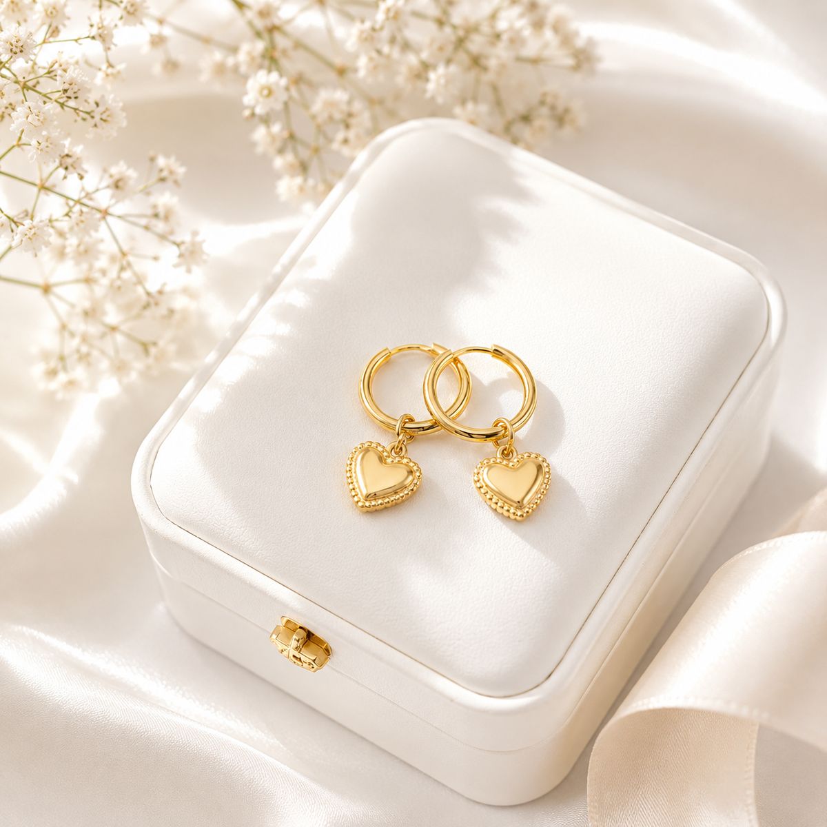 Heart Charm Huggie Hoops – product image 3