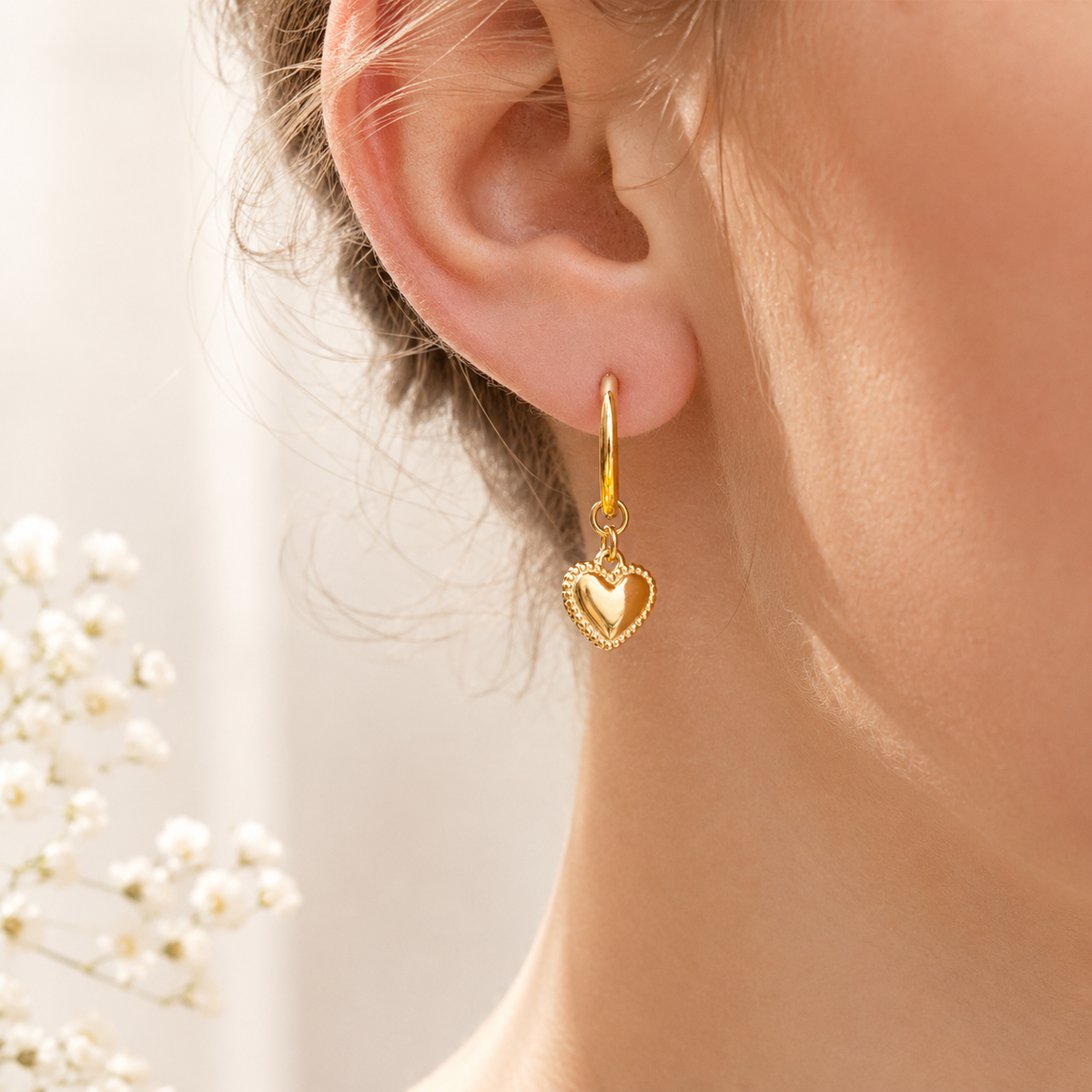 Heart Charm Huggie Hoops – product image 2