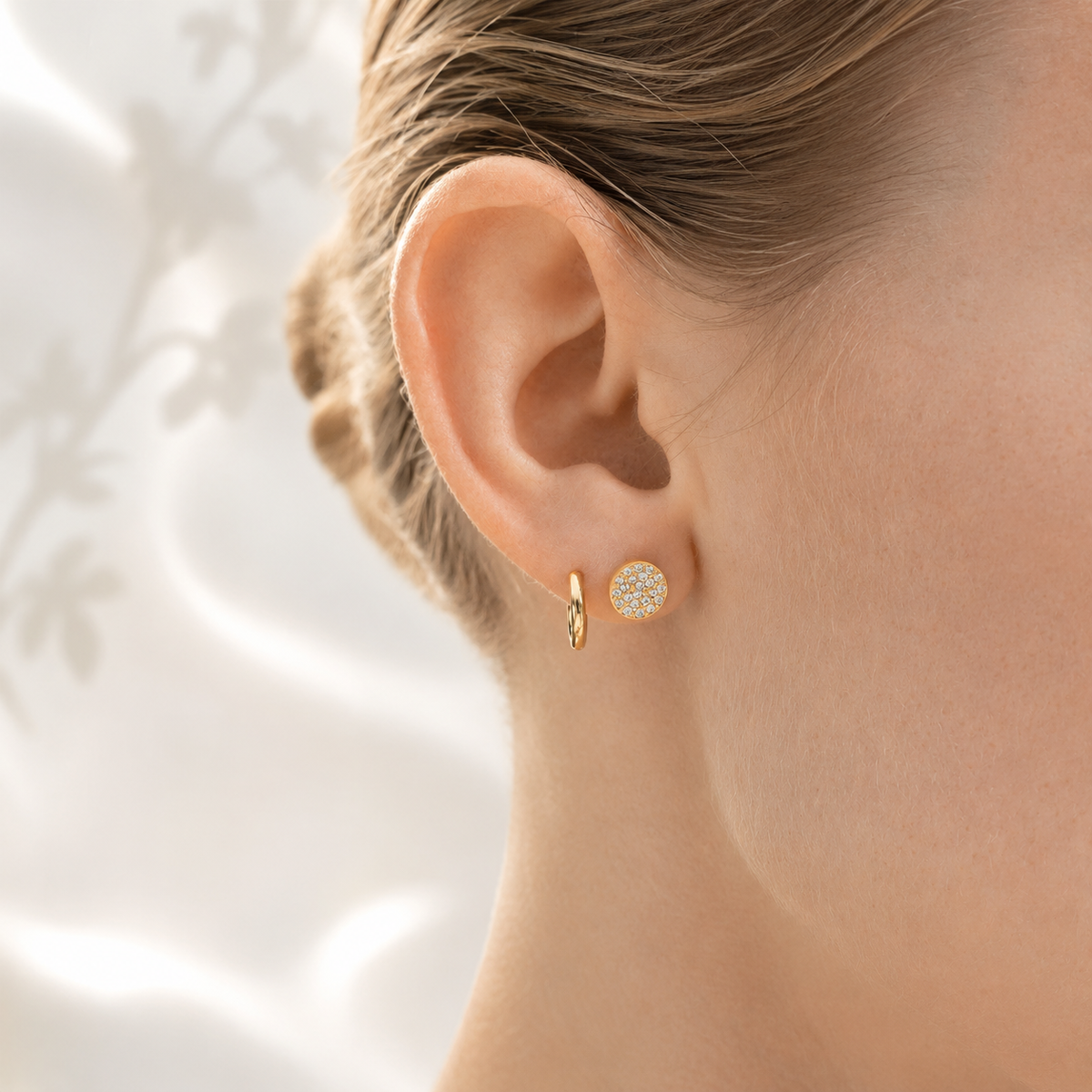 Pavé Round Stud Earrings – product image 2
