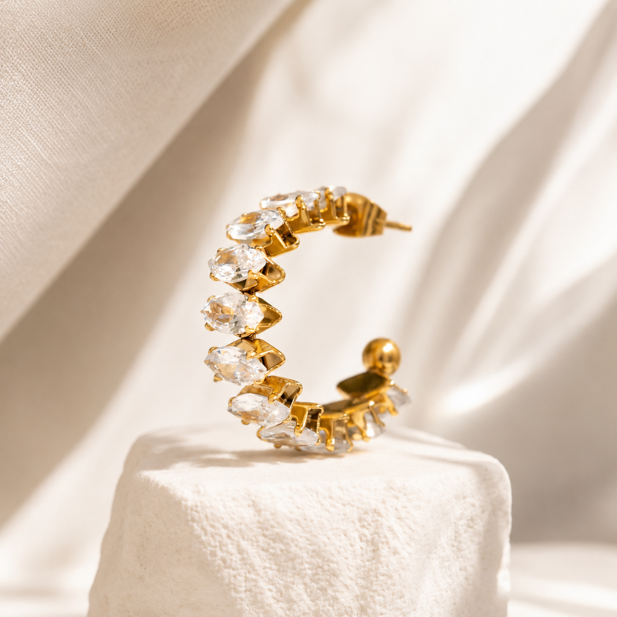 Marquise CZ Hoop Earrings – product image 4