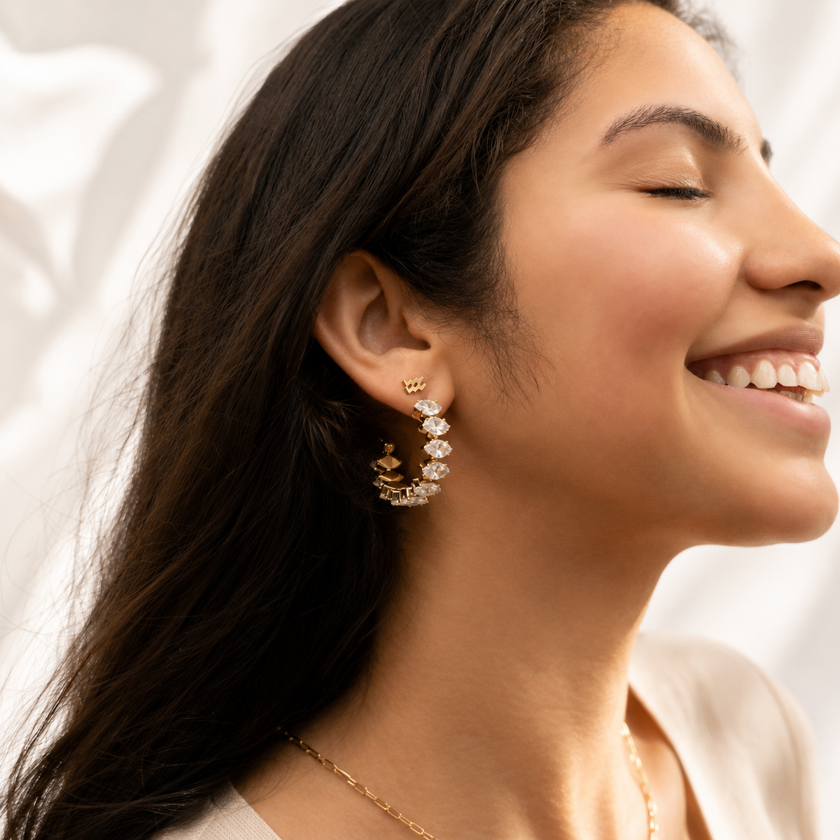 Marquise CZ Hoop Earrings – product image 2