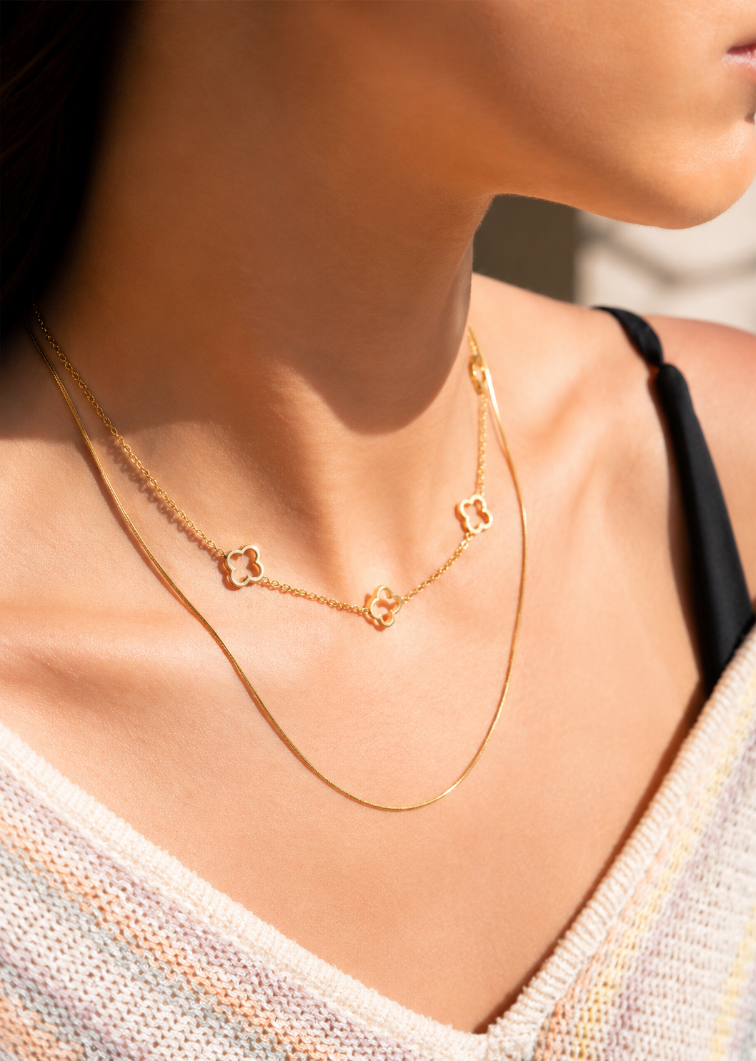 Layered Clover Necklace – product image 2