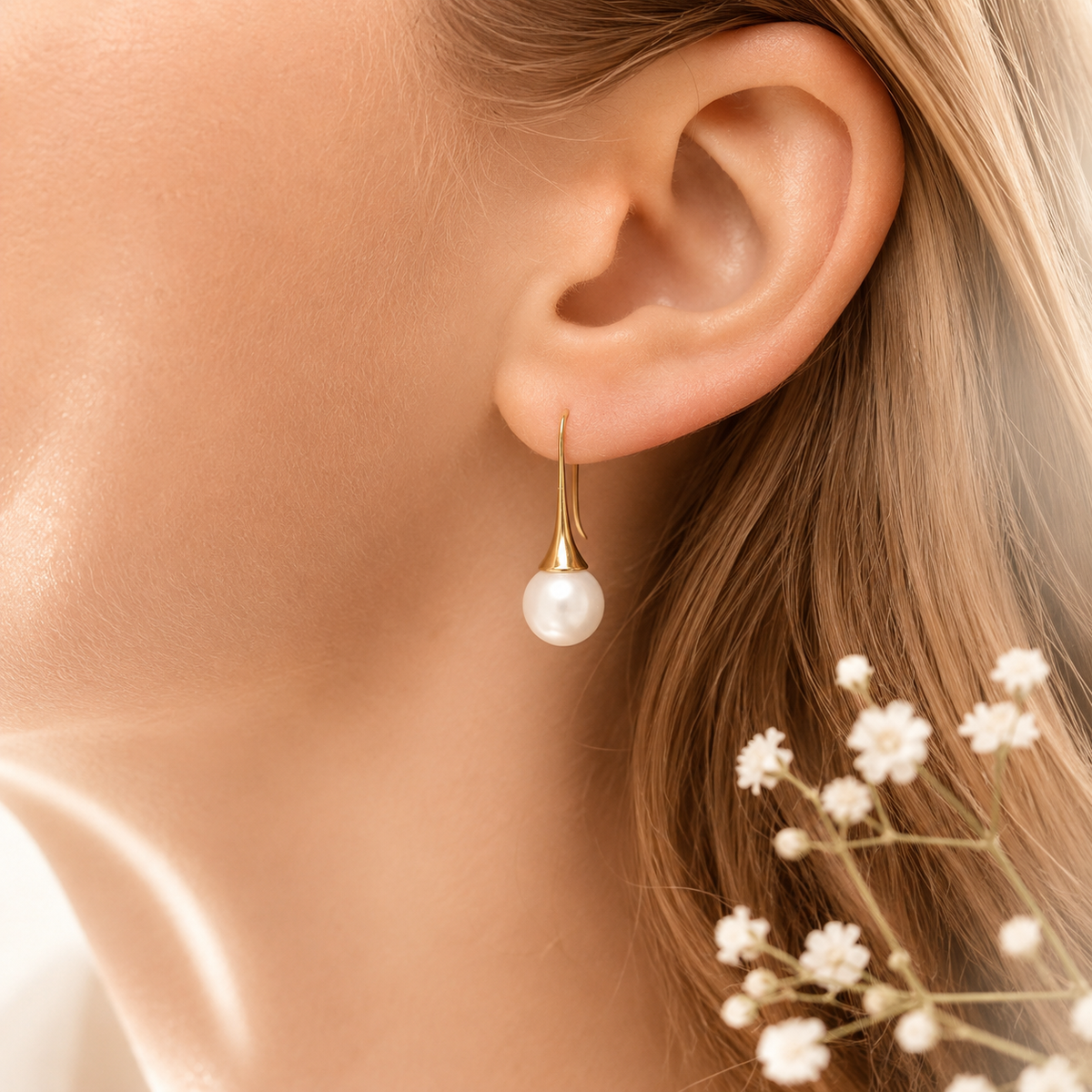 Large Pearl Drop Earrings – product image 2