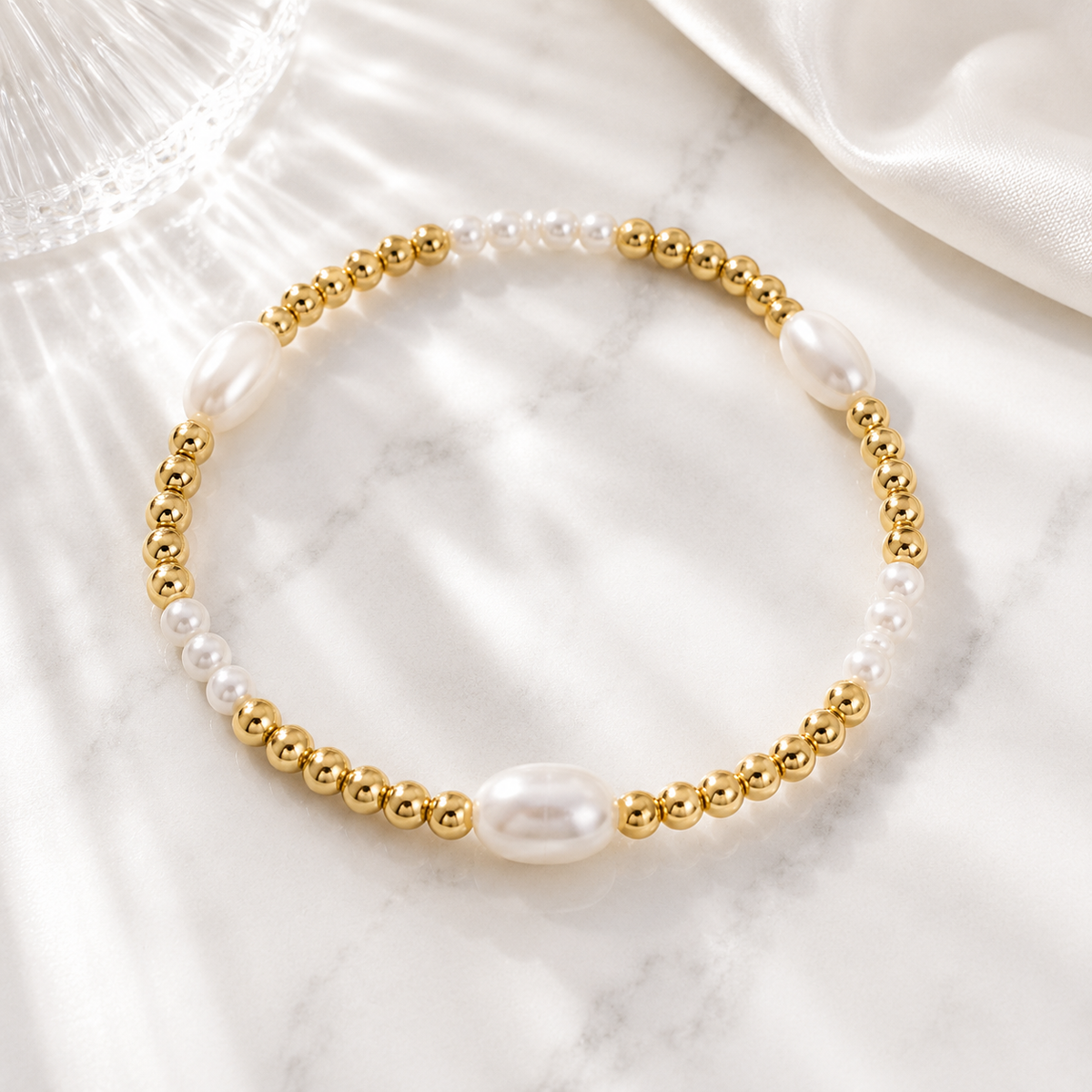 Oval Kiska Pearl Stretch Bracelet – product image 1