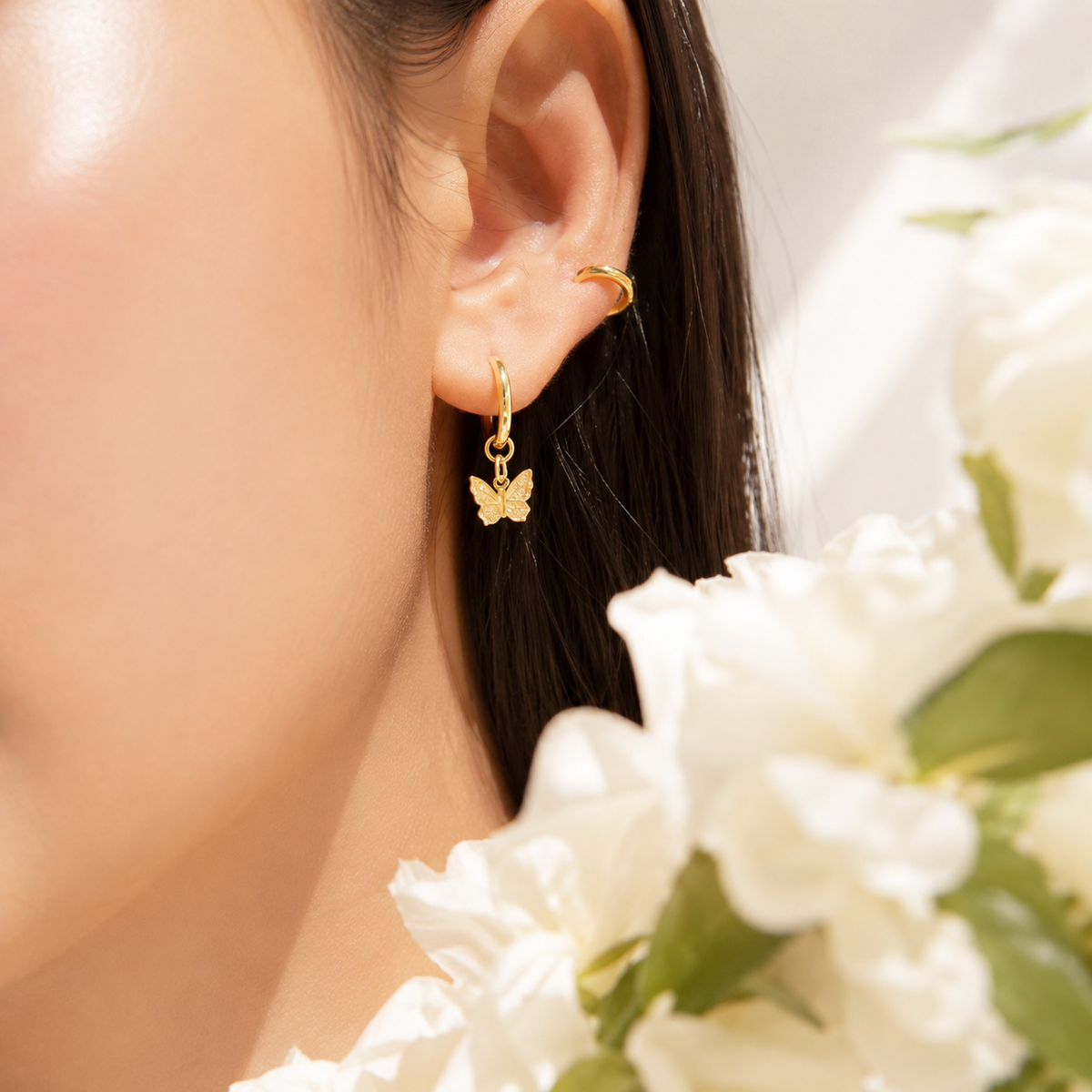 Butterfly Huggie Earrings – product image 2