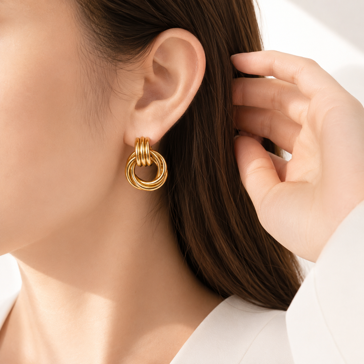 Double Circle Stud Earrings – product image 2