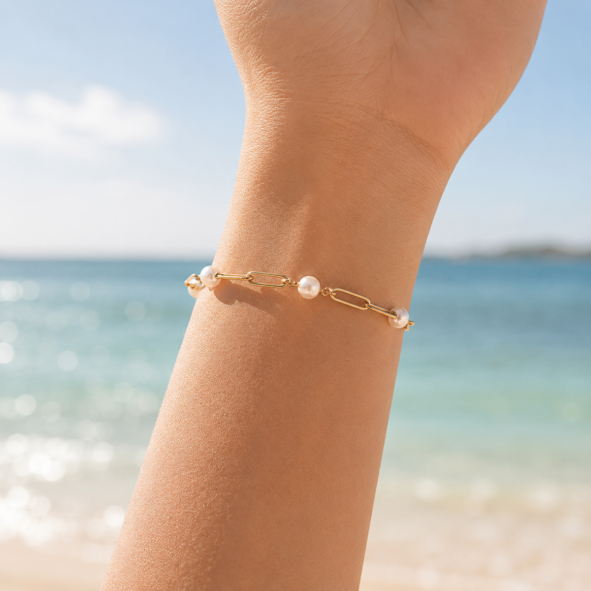 Pearl Paperclip Bracelet – product image 3