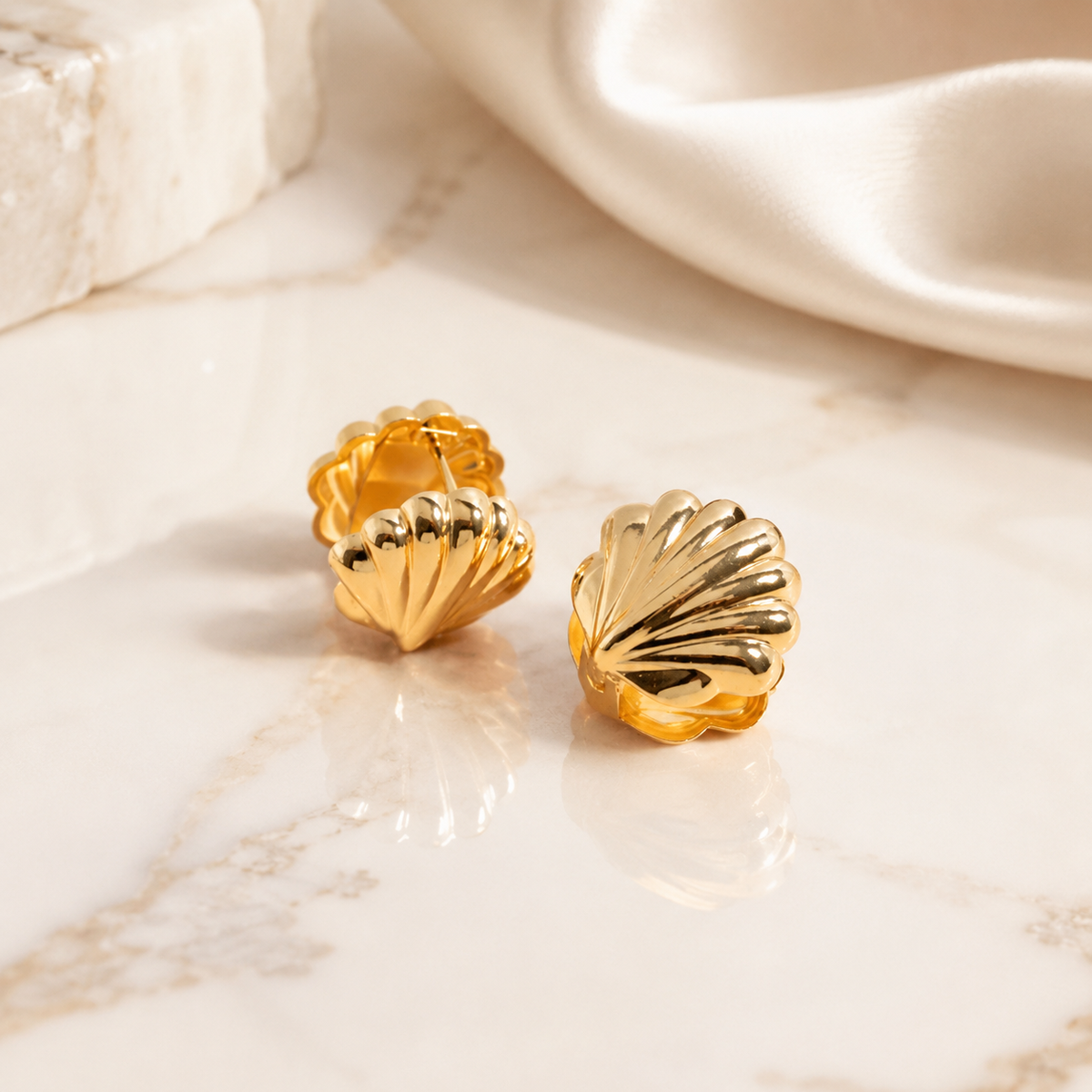 Shell Huggie Earrings – product image 6