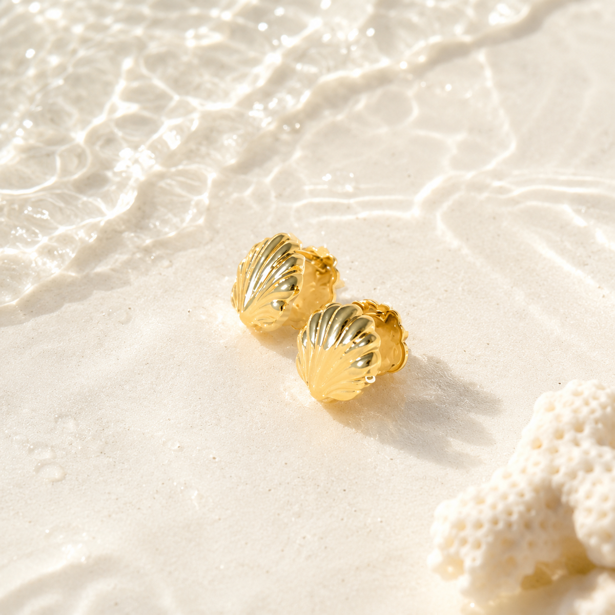 Shell Huggie Earrings – product image 2