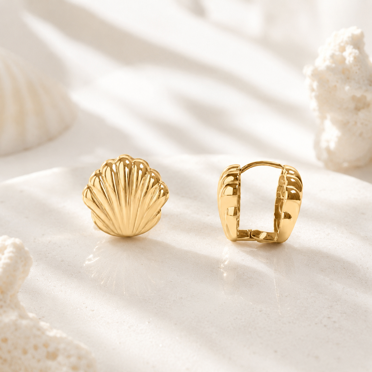 Shell Huggie Earrings – product image 1