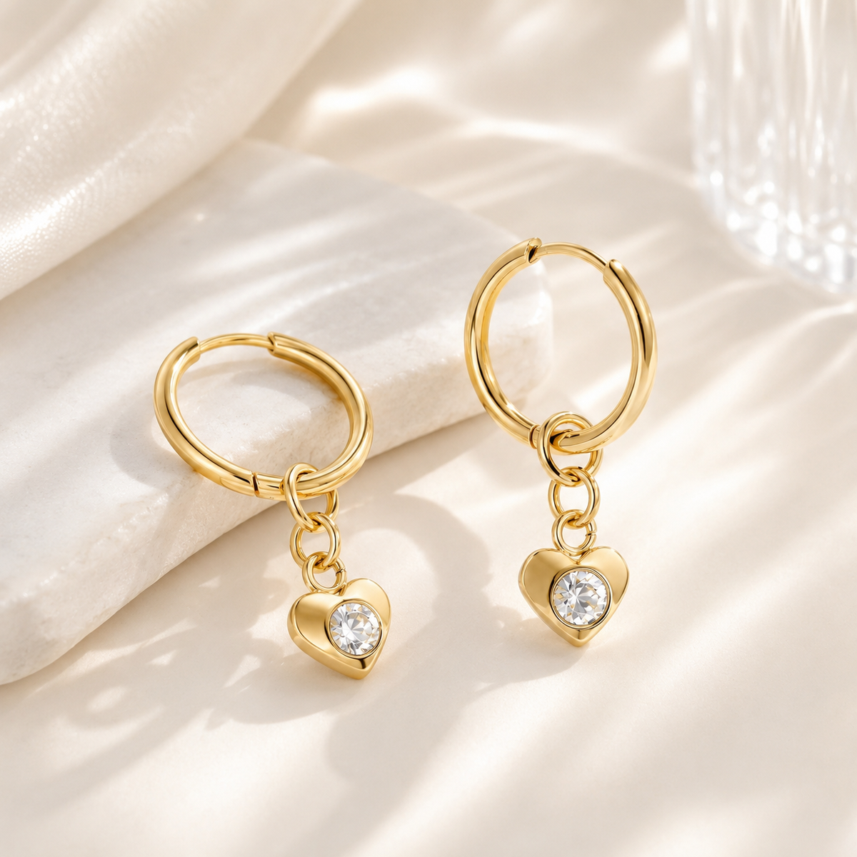 Heart Charm Huggie Earrings – product image 1
