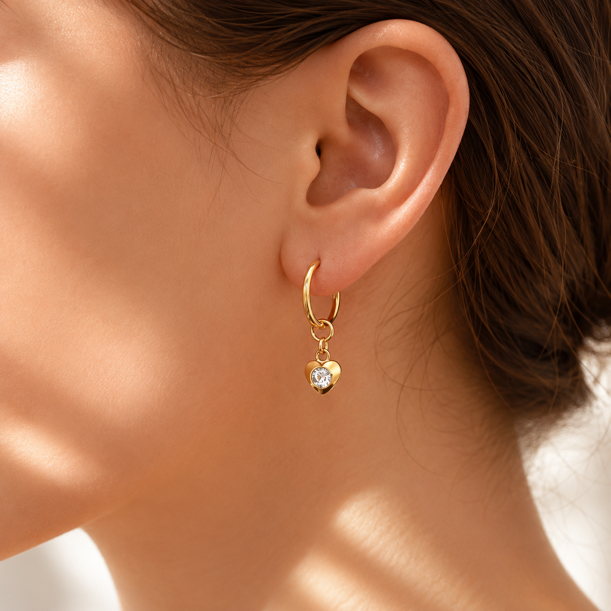 Heart Charm Huggie Earrings – product image 2