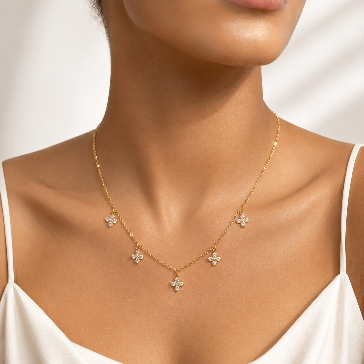 Floral CZ Pendant Necklace – product image 4